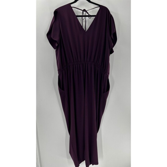 Women's Loft Plus Purple Petal Flutter Sleeve Tie Back Jumpsuit Size 20 - Picture 7 of 9